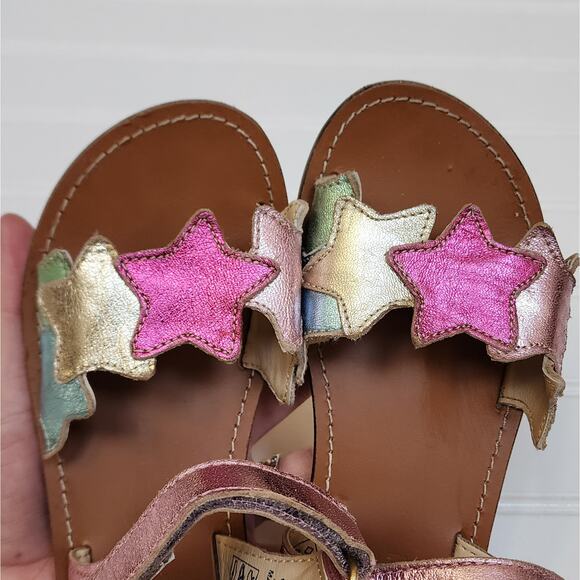 Mini Boden Girls Metallic Star Sandals Size 1 Metallic Pink - Picture 7 of 11